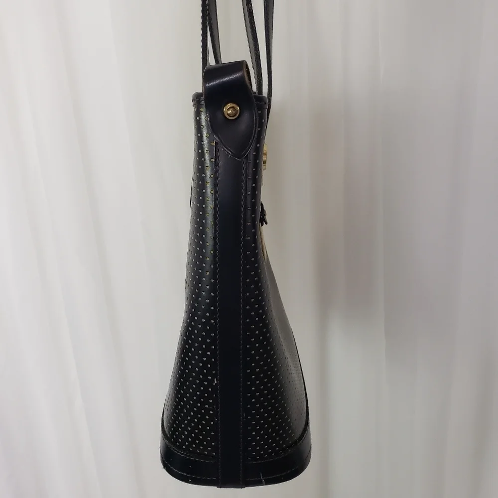 Vintage Dooney & Bourke black perforated leather large shoulder bag - Picture 7 of 13